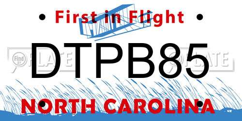 DTPB85 North Carolina License Plate