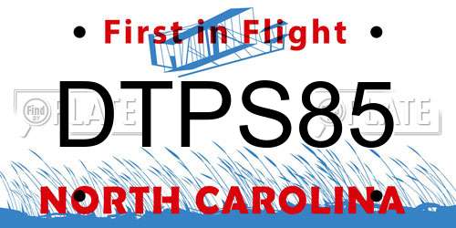 DTPS85 North Carolina License Plate