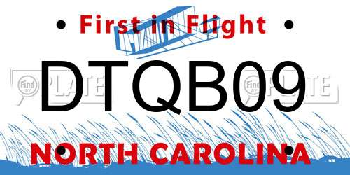 DTQB09 North Carolina License Plate