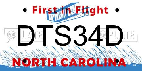 DTS34D North Carolina License Plate