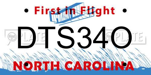 DTS34O North Carolina License Plate