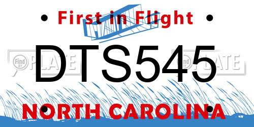 DTS545 North Carolina License Plate