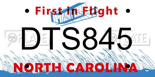DTS845 North Carolina License Plate