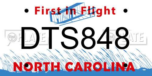 DTS848 North Carolina License Plate