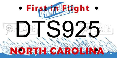 DTS925 North Carolina License Plate