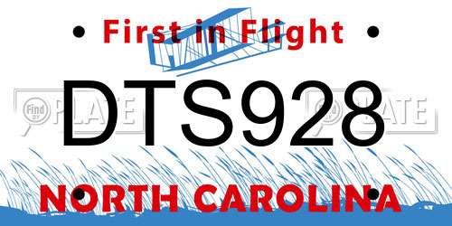 DTS928 North Carolina License Plate