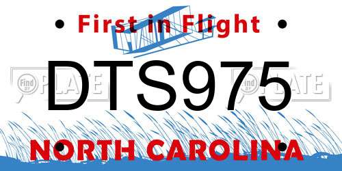 DTS975 North Carolina License Plate
