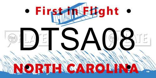 DTSA08 North Carolina License Plate