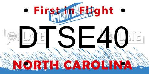 DTSE40 North Carolina License Plate