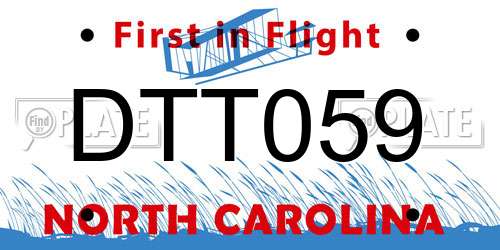 DTT059 North Carolina License Plate