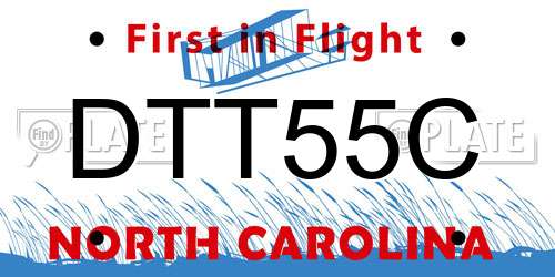DTT55C North Carolina License Plate
