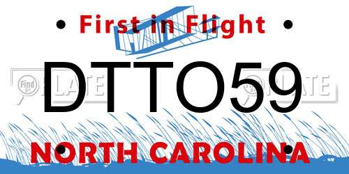 DTTO59 North Carolina License Plate