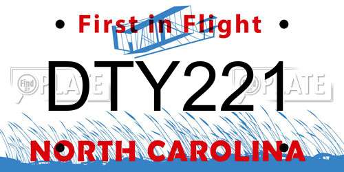 DTY221 North Carolina License Plate