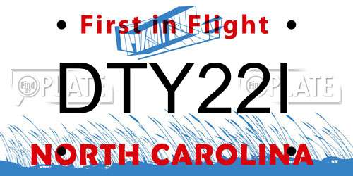 DTY22I North Carolina License Plate