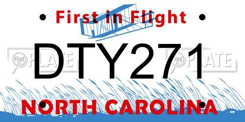 DTY271 North Carolina License Plate