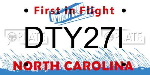 DTY27I North Carolina License Plate
