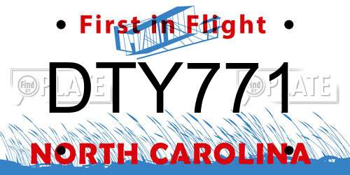 DTY771 North Carolina License Plate