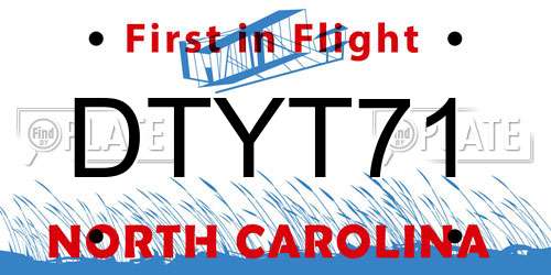 DTYT71 North Carolina License Plate