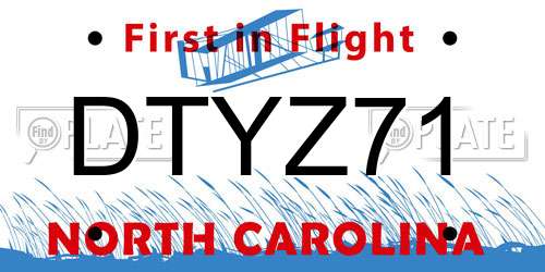 DTYZ71 North Carolina License Plate