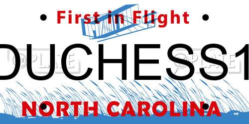 DUCHESS1 North Carolina License Plate