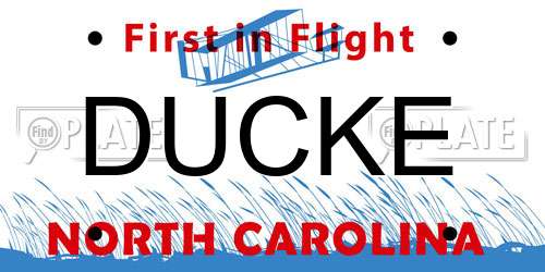 DUCKE North Carolina License Plate
