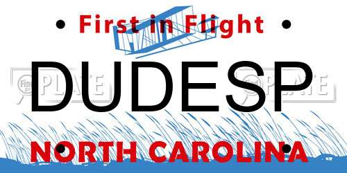 DUDESP North Carolina License Plate