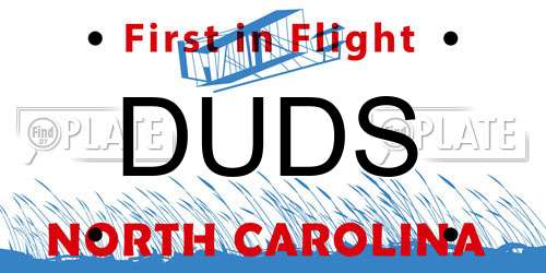 DUDS North Carolina License Plate