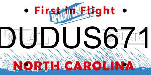 DUDUS671 North Carolina License Plate