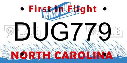 DUG779 North Carolina License Plate