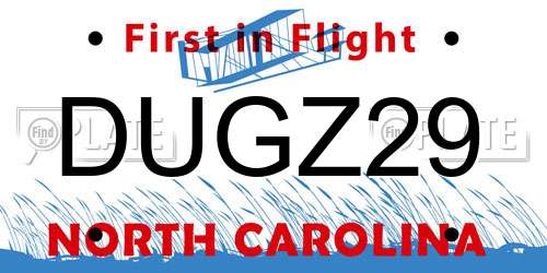 DUGZ29 North Carolina License Plate