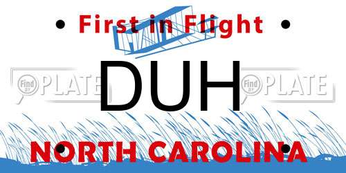 DUH North Carolina License Plate