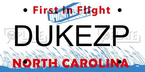 DUKEZP North Carolina License Plate