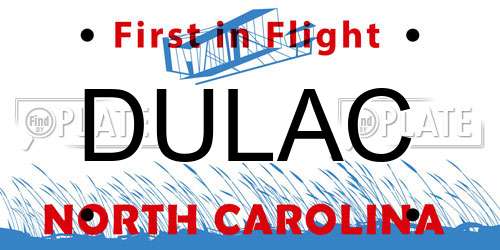 DULAC North Carolina License Plate