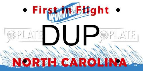 DUP North Carolina License Plate