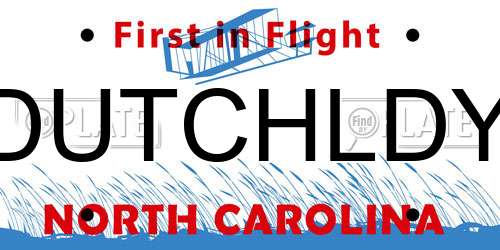 DUTCHLDY North Carolina License Plate