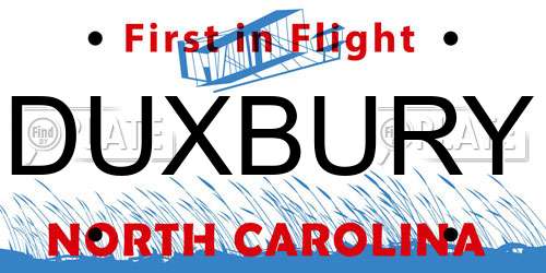 DUXBURY North Carolina License Plate