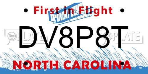 DV8P8T North Carolina License Plate