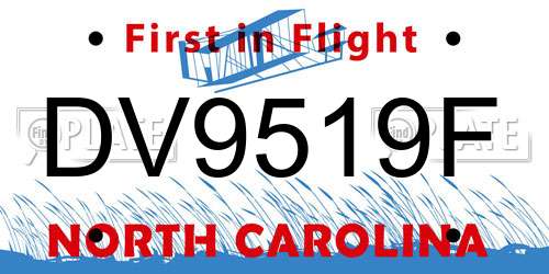 DV9519F North Carolina License Plate