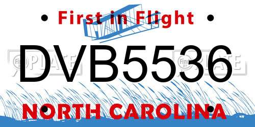 DVB5536 North Carolina License Plate