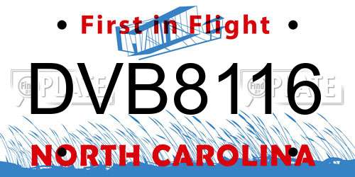 DVB8116 North Carolina License Plate