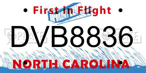 DVB8836 North Carolina License Plate