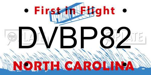 DVBP82 North Carolina License Plate