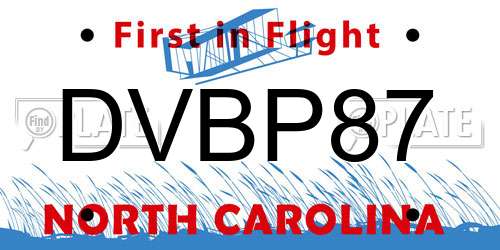 DVBP87 North Carolina License Plate