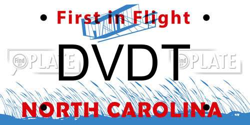 DVDT North Carolina License Plate