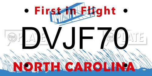 DVJF70 North Carolina License Plate
