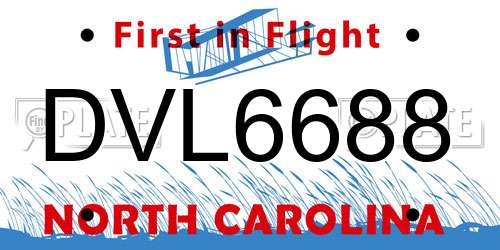 DVL6688 North Carolina License Plate