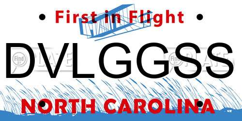DVLGGSS North Carolina License Plate