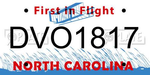 DVO1817 North Carolina License Plate