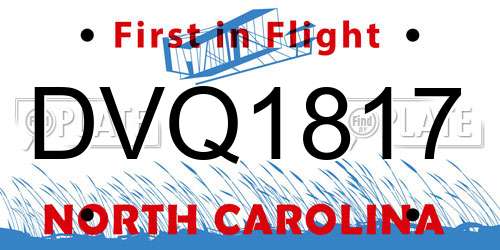 DVQ1817 North Carolina License Plate