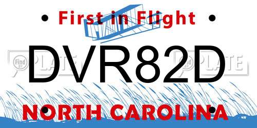 DVR82D North Carolina License Plate